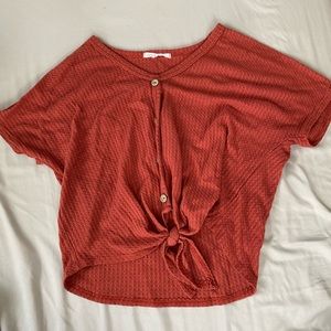 Red ribbed t-shirt